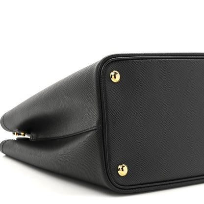 Prada Saffiano Cuir Medium Double Bag Black Fuoco 9 of 13