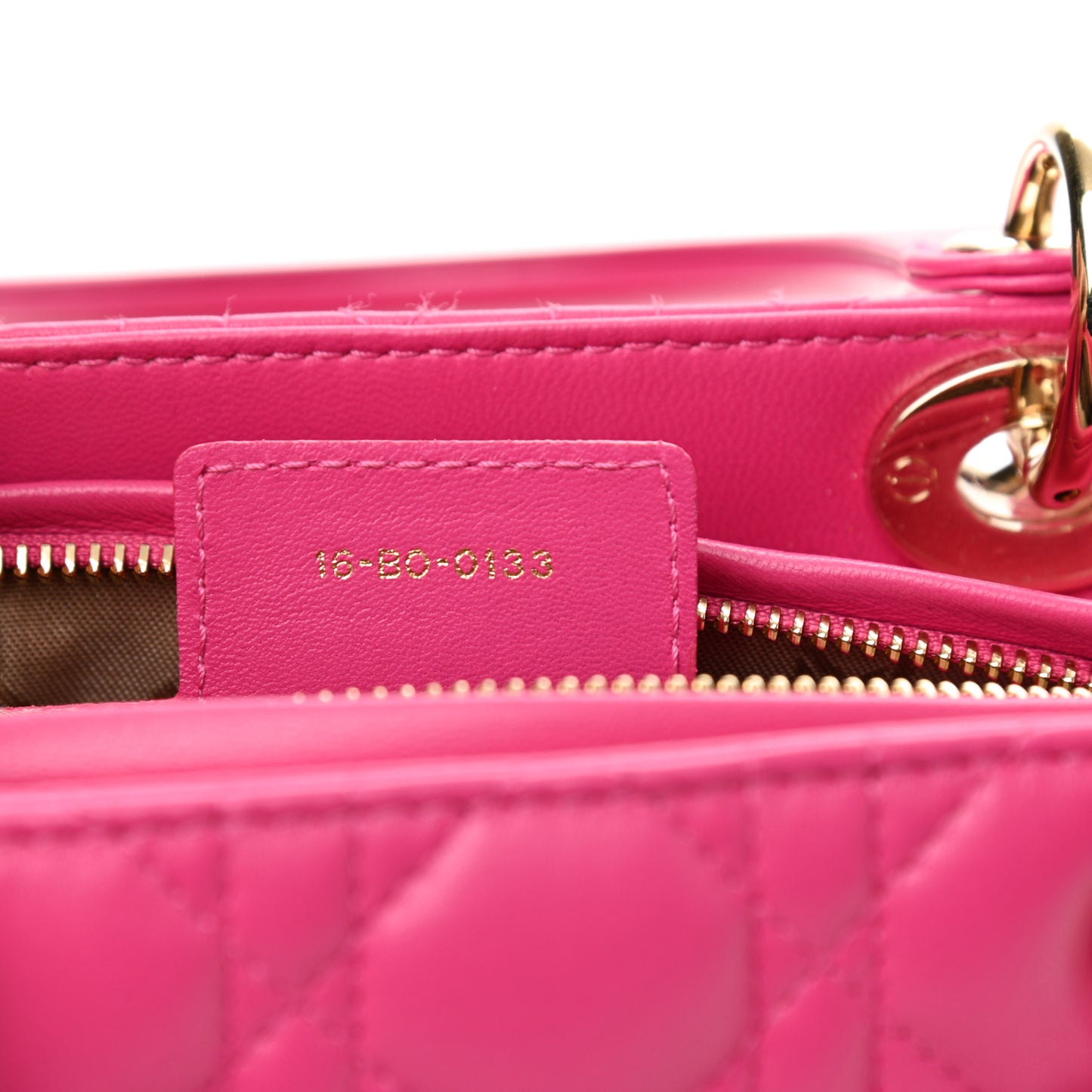 Lambskin Cannage Medium Lady Dior Fuchsia