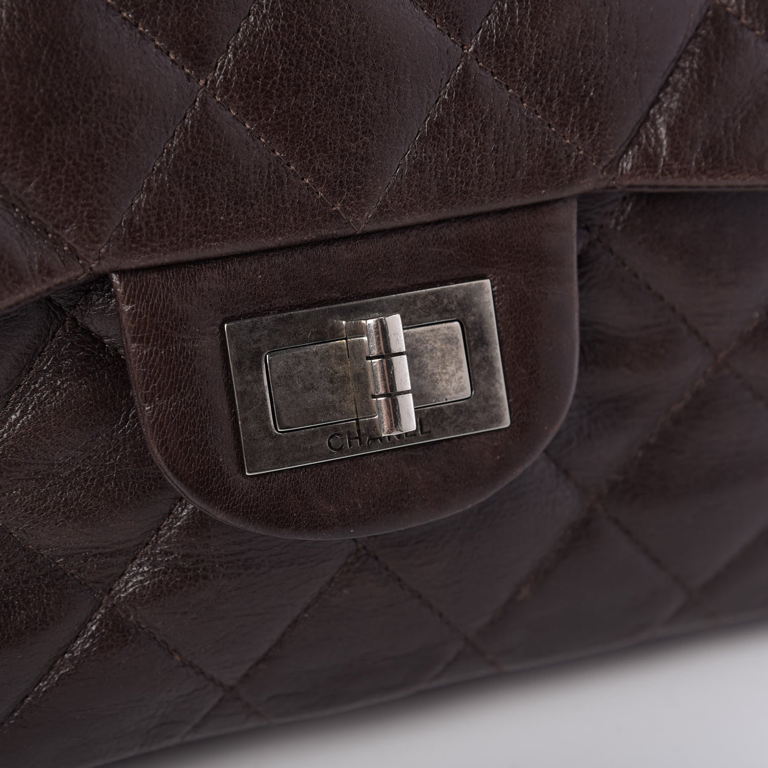 Chanel Washed Lambskin Quilted Jumbo Hybrid Reissue Flap Dark Brown 10 of 10