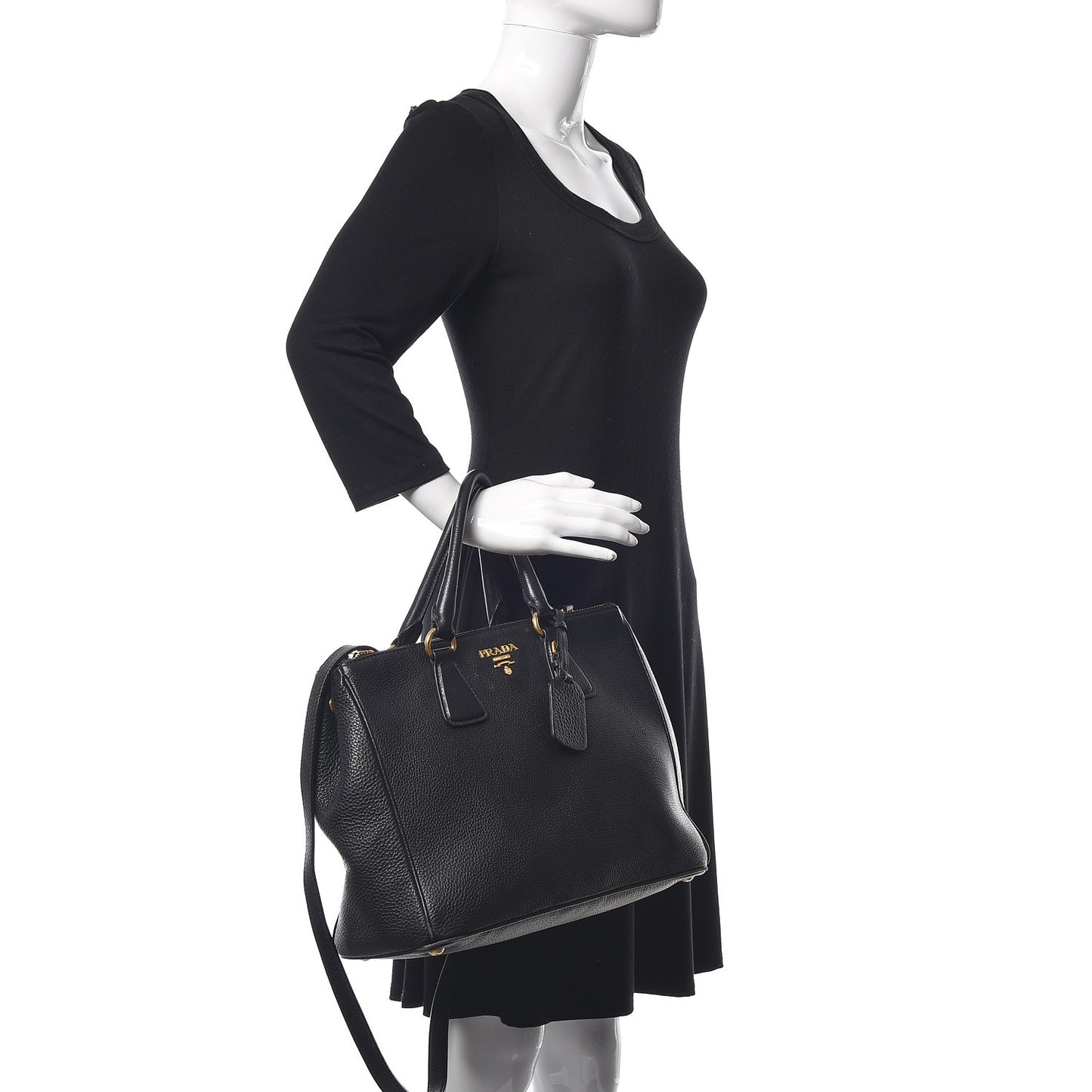 Vitello Daino Large Double Zip Tote Nero Black