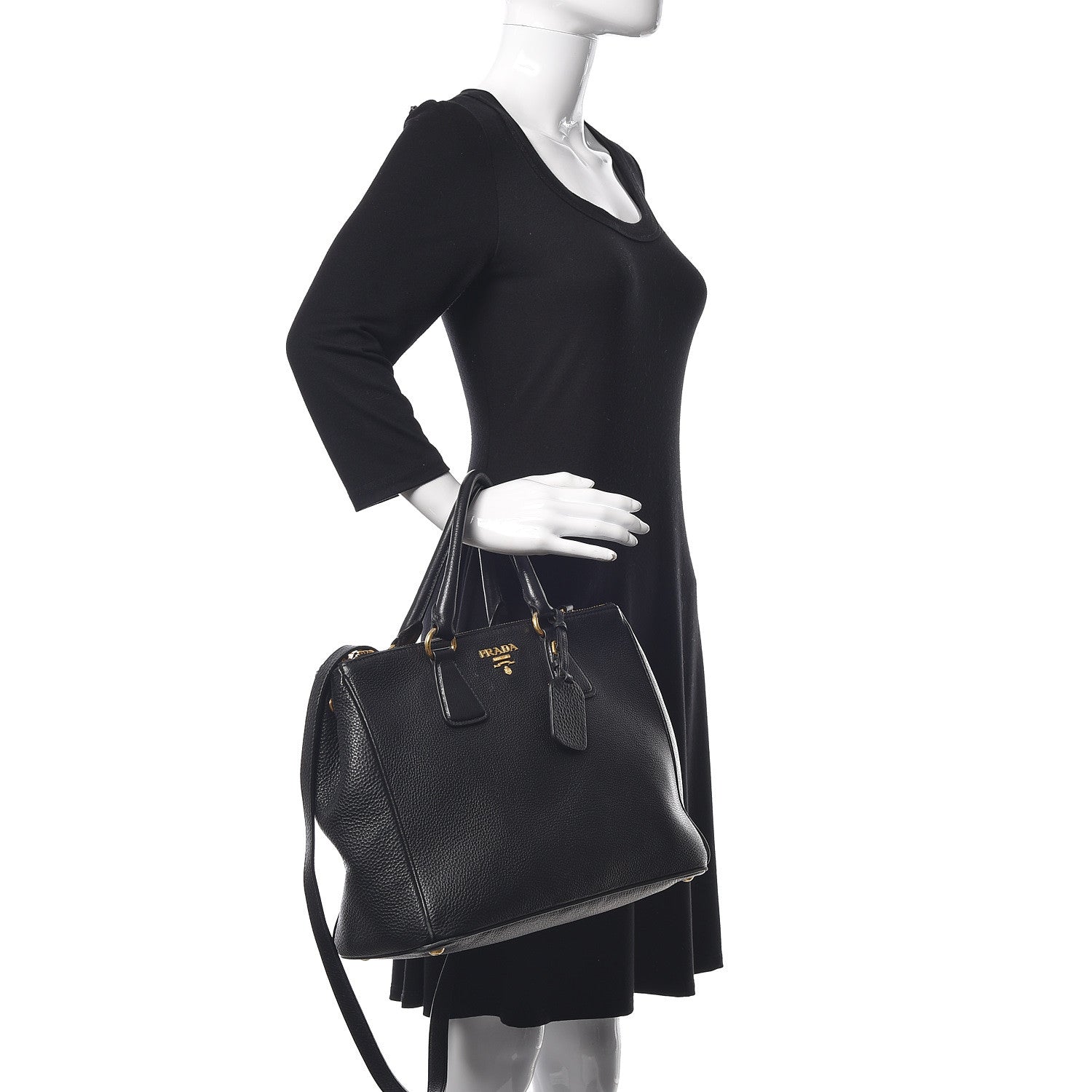 Prada Vitello Daino Large Double Zip Tote Nero Black 3 of 24