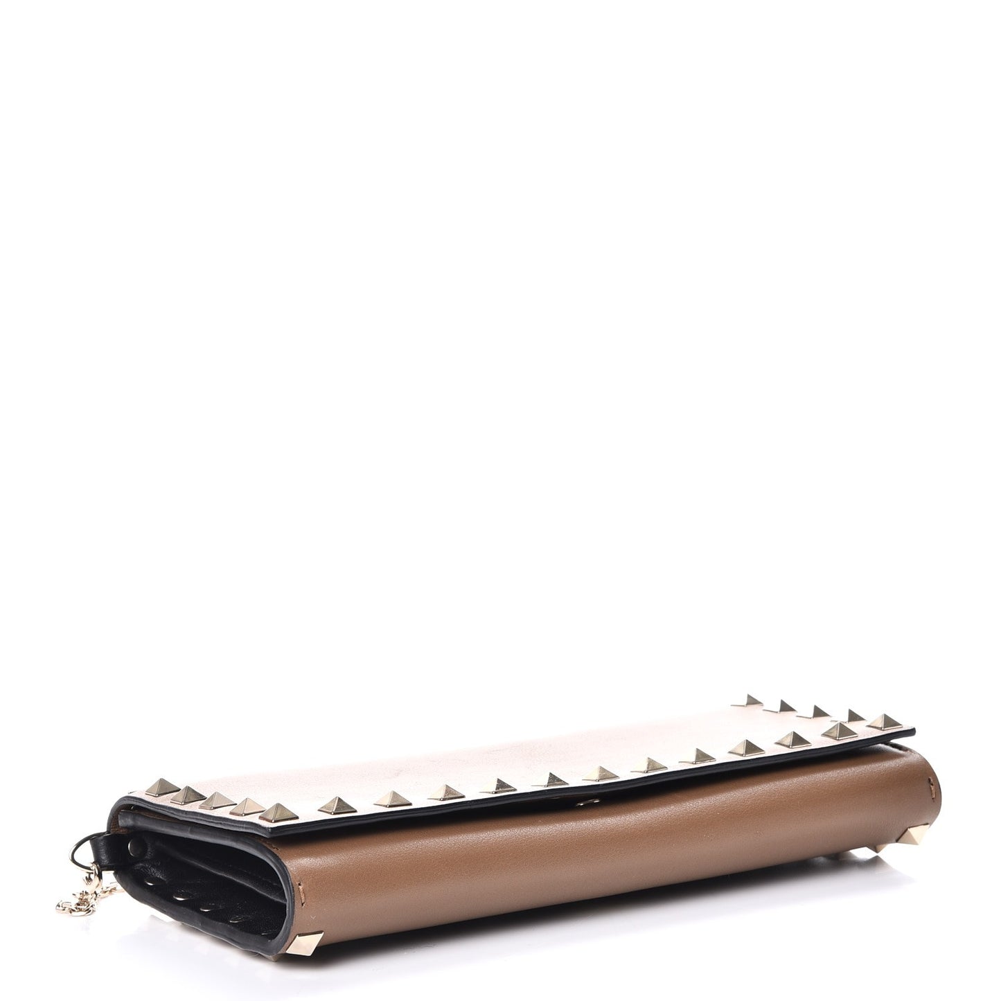 Vitello Rockstud Flap Wallet On Chain Brown