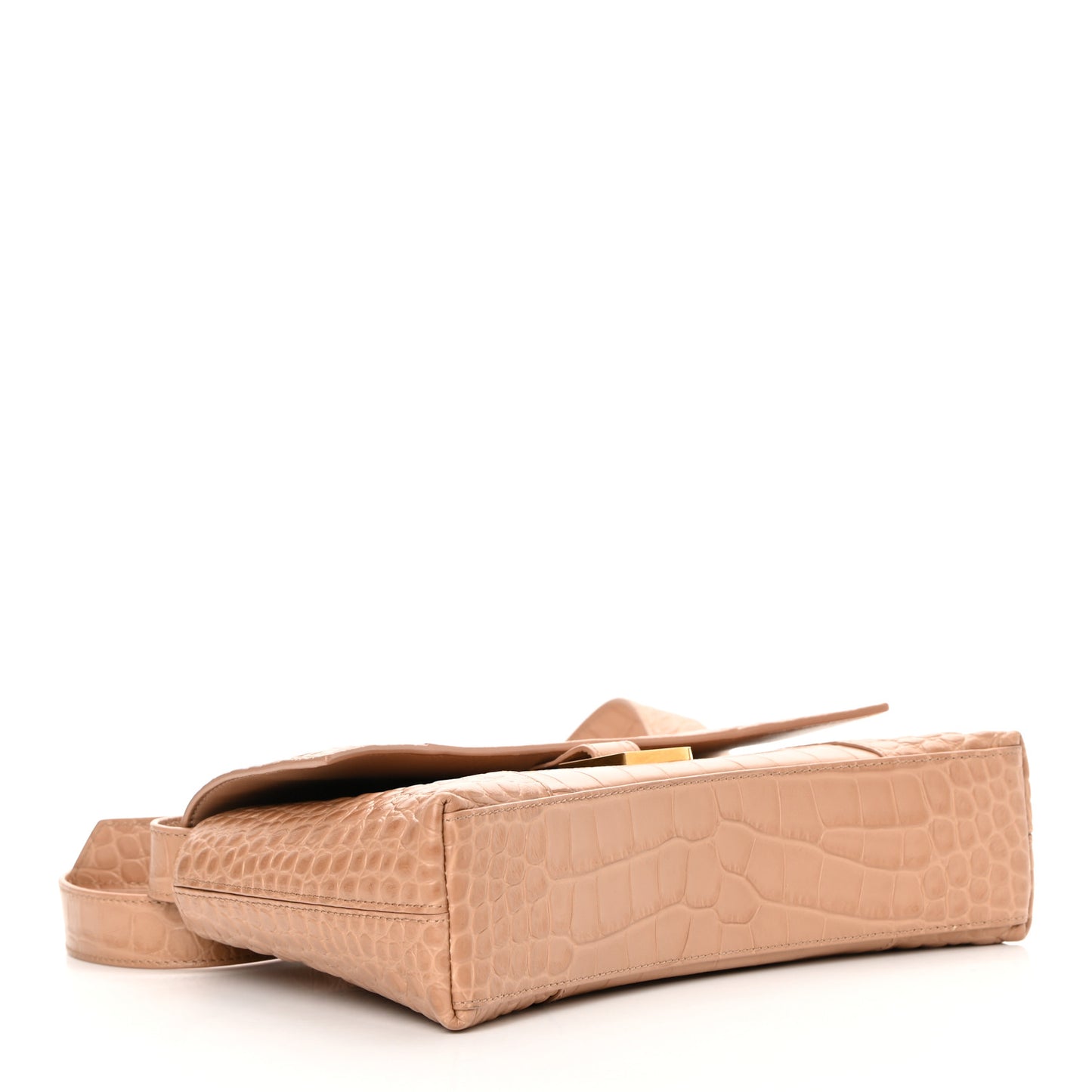 Extra Supple Calfskin Crocodile Embossed XS Downtown Shoulder Bag Nude Beige