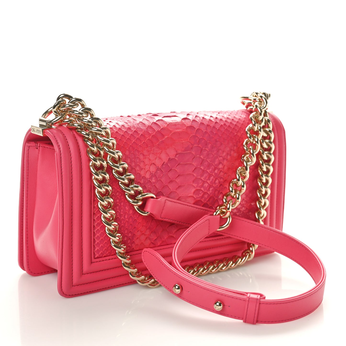 Snakeskin Medium Boy Flap Pink