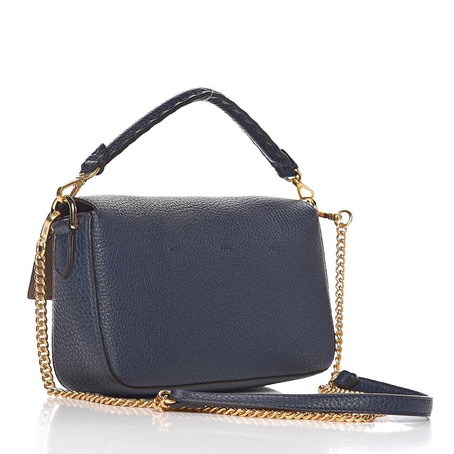 Fendi Cuoio Romano Mini Baguette Indaco 3 of 10