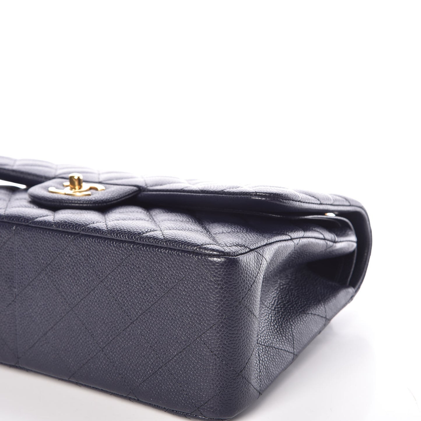 Caviar Quilted Jumbo Double Flap Navy
