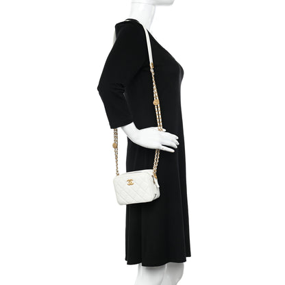 Chanel Caviar Quilted Twist Your Buttons Clutch With Chain White 2 of 14