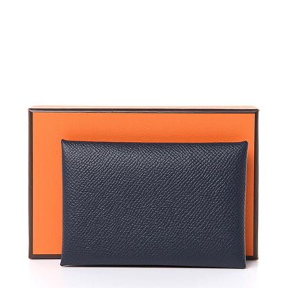 Hermes Epsom Verso Calvi Card Case Bleu Indigo Vert Amande 8 of 8