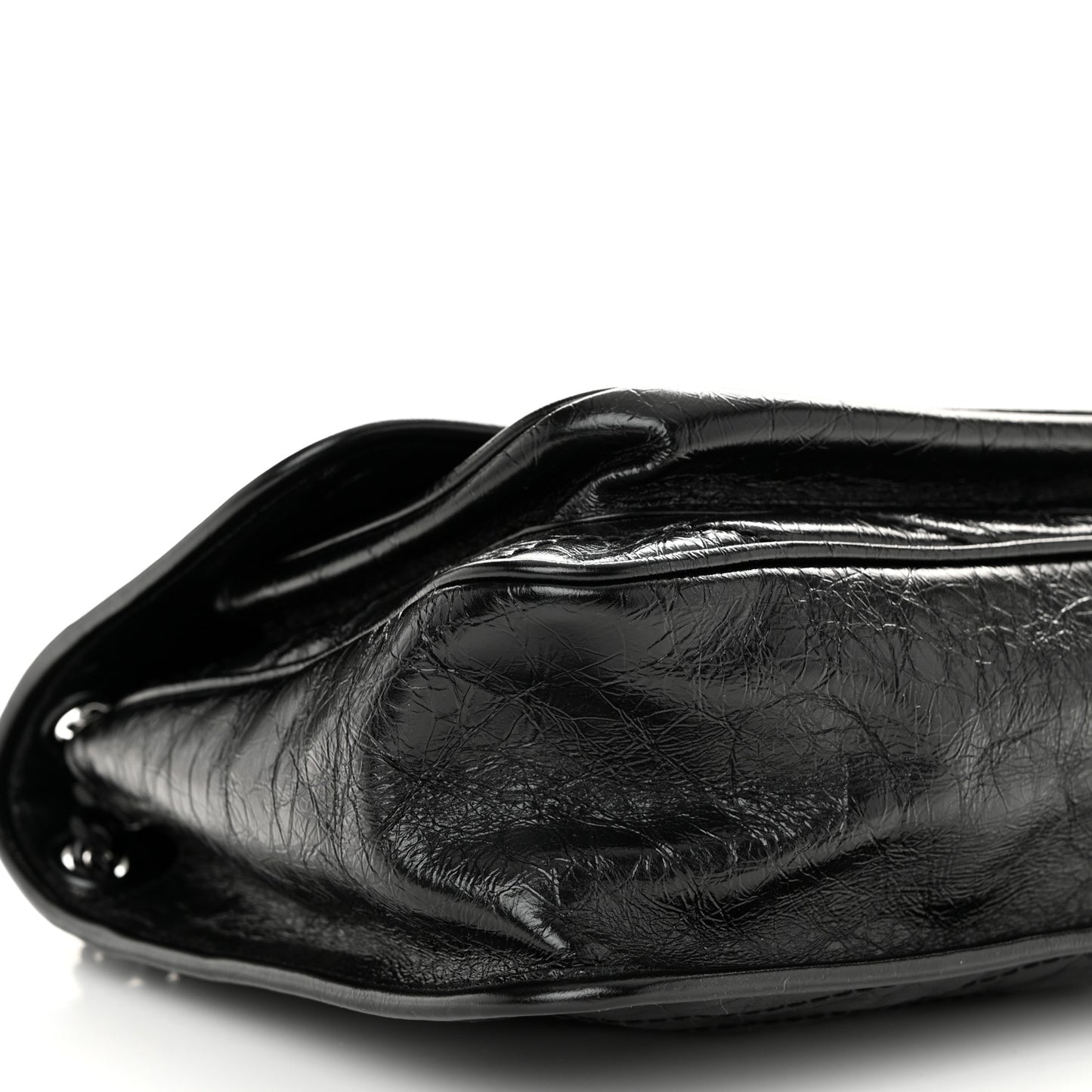 Crinkled Calfskin Matelasse Monogram Medium Niki Chain Satchel Black