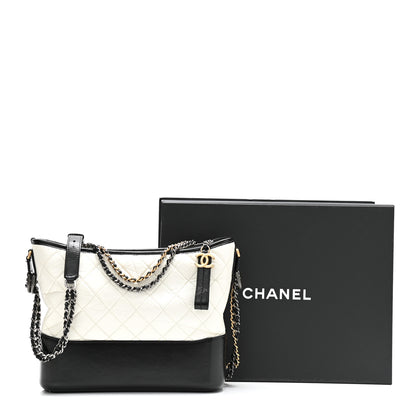 Chanel Aged Calfskin Quilted Medium Gabrielle Hobo Black White 21 of 21