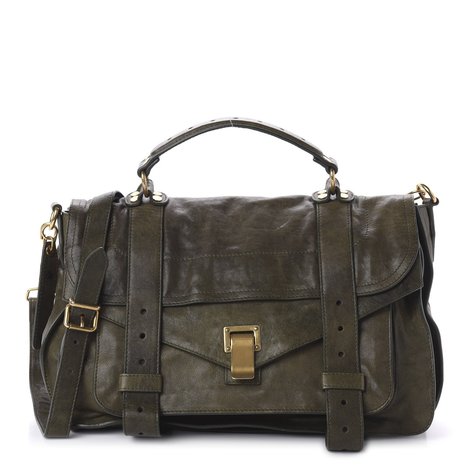 Proenza Schouler Lambskin PS1 Medium Satchel Military 1 of 10