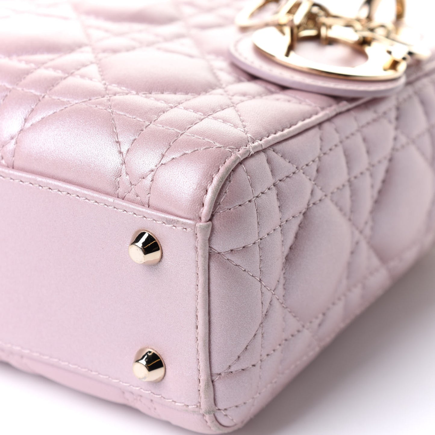 Metallic Lambskin Cannage Mini Lady Dior Lotus