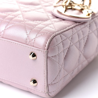 Christian Dior Metallic Lambskin Cannage Mini Lady Dior Lotus 6 of 12
