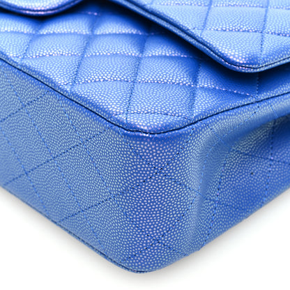 Chanel Iridescent Caviar Quilted Medium Double Flap Blue 10 of 11