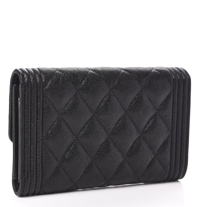 Chanel Caviar Quilted Medium Boy Flap Wallet Black 3 of 9
