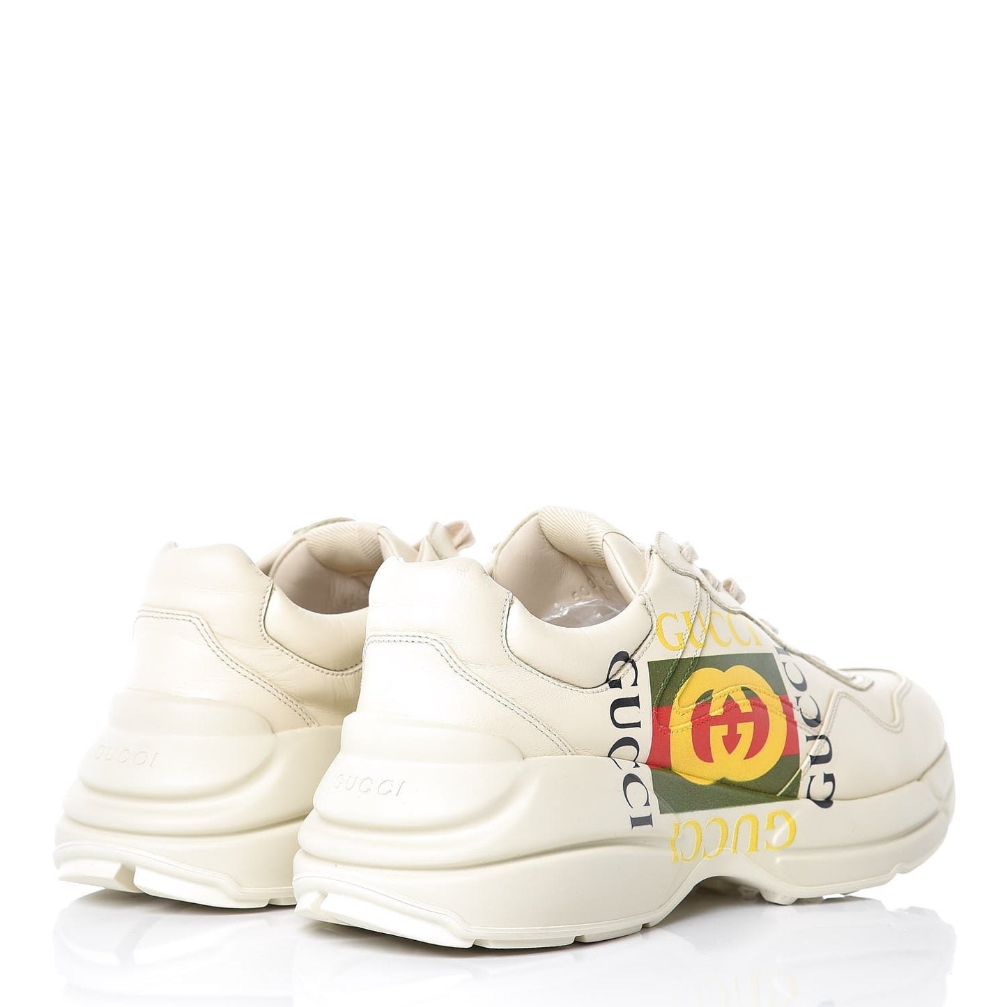 Calfskin Interlocking G Logo Mens Rhyton Sneakers 8 Ivory