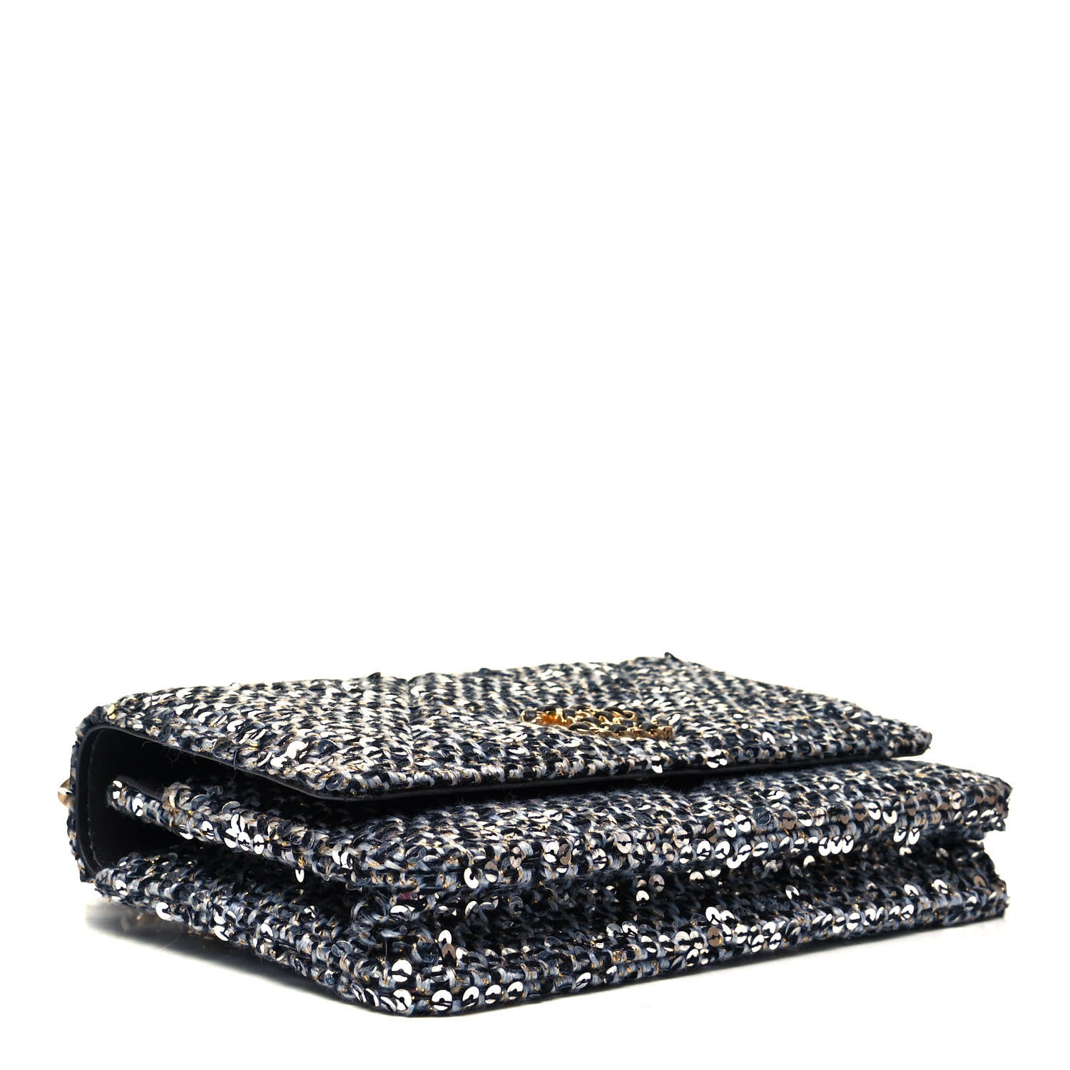 Chanel Sequin Quilted Chanel 19 Wallet On Chain WOC Silver 3 of 8