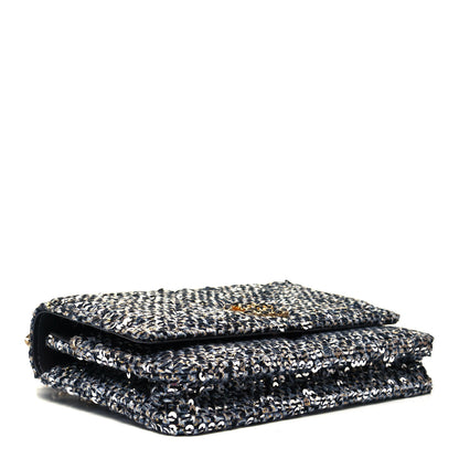 Chanel Sequin Quilted Chanel 19 Wallet On Chain WOC Silver 3 of 8