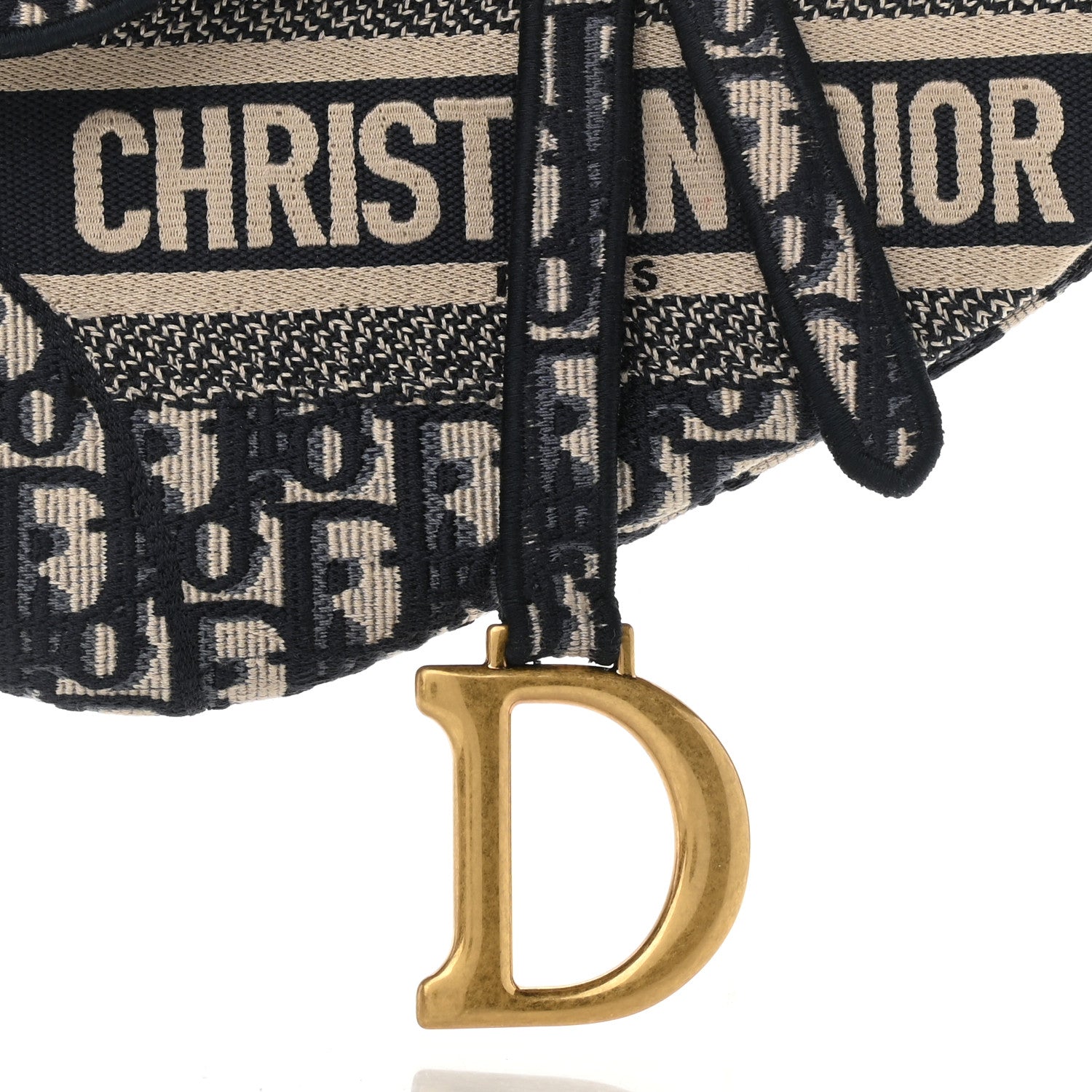 Christian Dior Oblique Embroidered Saddle Bag Blue 8 of 11