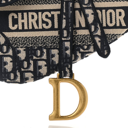 Christian Dior Oblique Embroidered Saddle Bag Blue 8 of 11
