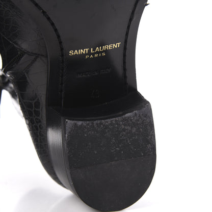 Saint Laurent Crocodile Embossed Calfskin Wyatt 40 Zip Boots 43 Black 12 of 12