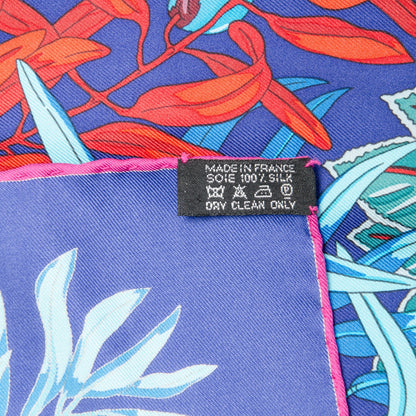 Hermes Silk La Promenade de Platon Scarf 90 Indigo Rouge Turquoise 7 of 7