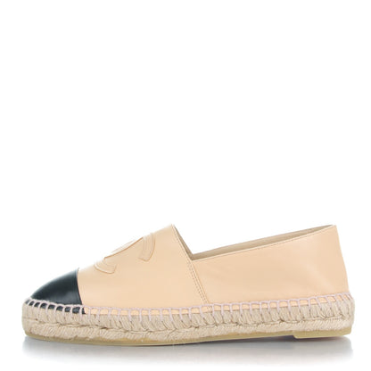 Chanel Lambskin CC Espadrilles 37 Beige Black 1 of 10