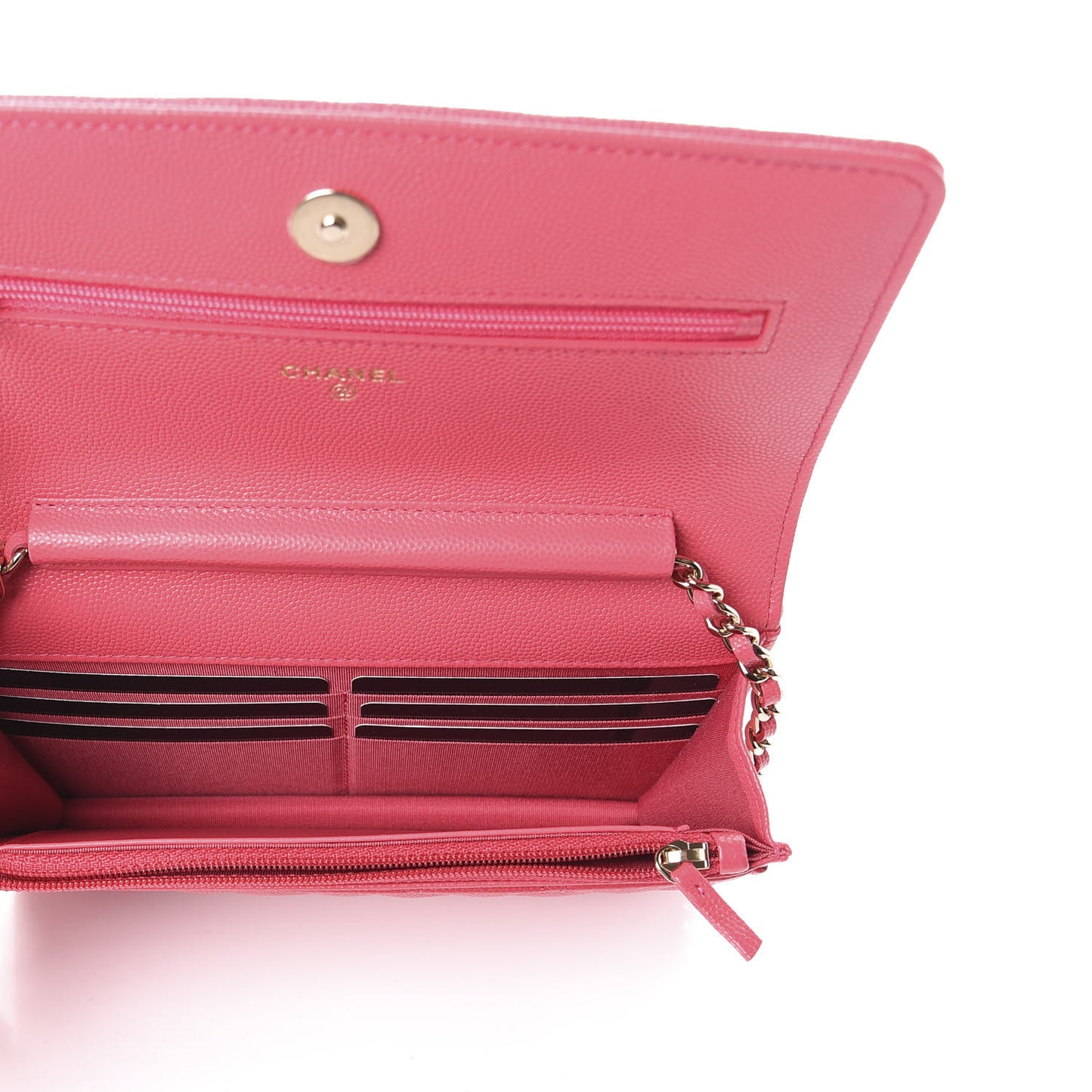 Caviar Quilted French New Wave Chain CC Wallet On Chain WOC Pink