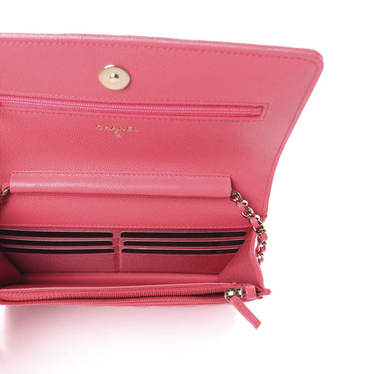 Chanel Caviar Quilted French New Wave Chain CC Wallet On Chain WOC Pink 5 of 9