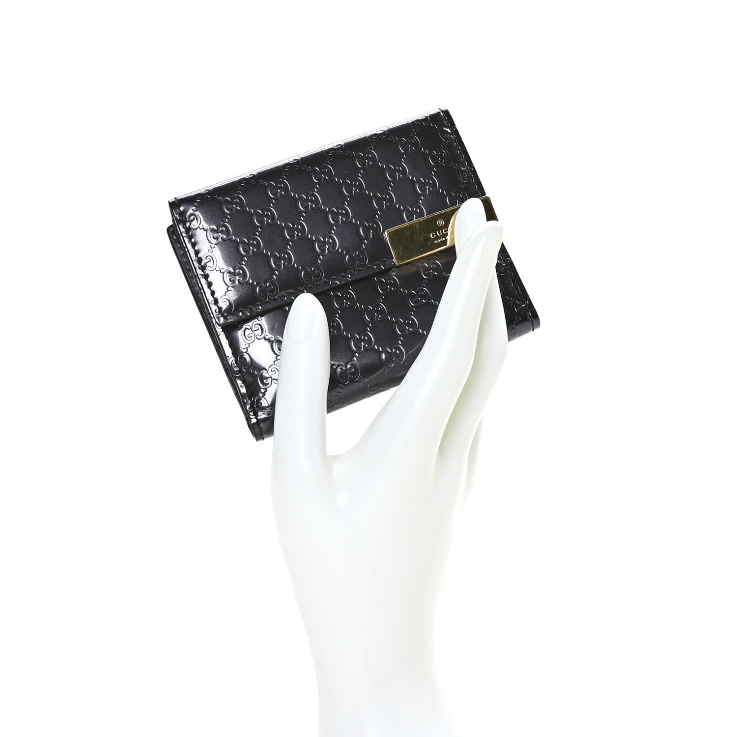 Gucci Shine Guccissima French Flap Trademark Wallet Melanzana 2 of 8