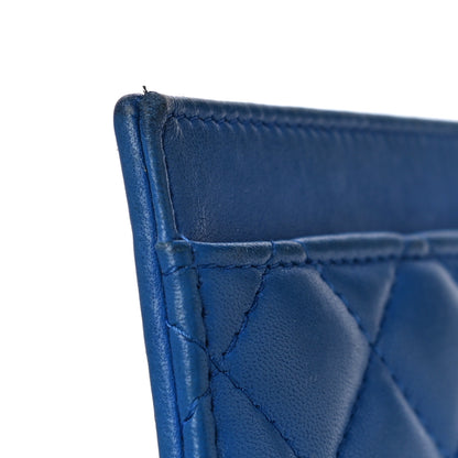 Chanel Lambskin Quilted Card Holder Wallet Blue 17 of 19