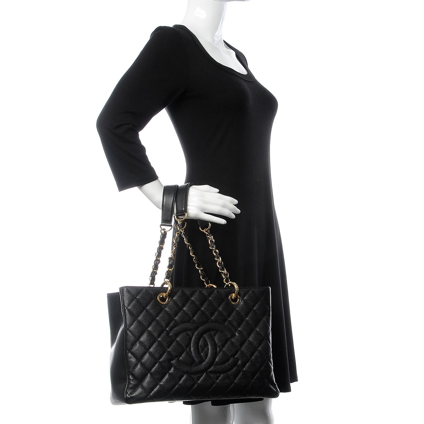 Caviar Quilted Grand Shopping Tote GST Black