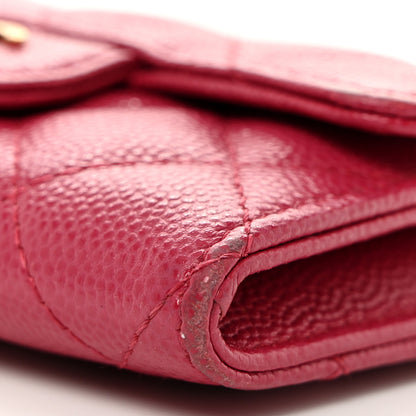 Chanel Caviar Quilted Flap Card Holder Wallet Dark Pink 9 of 11