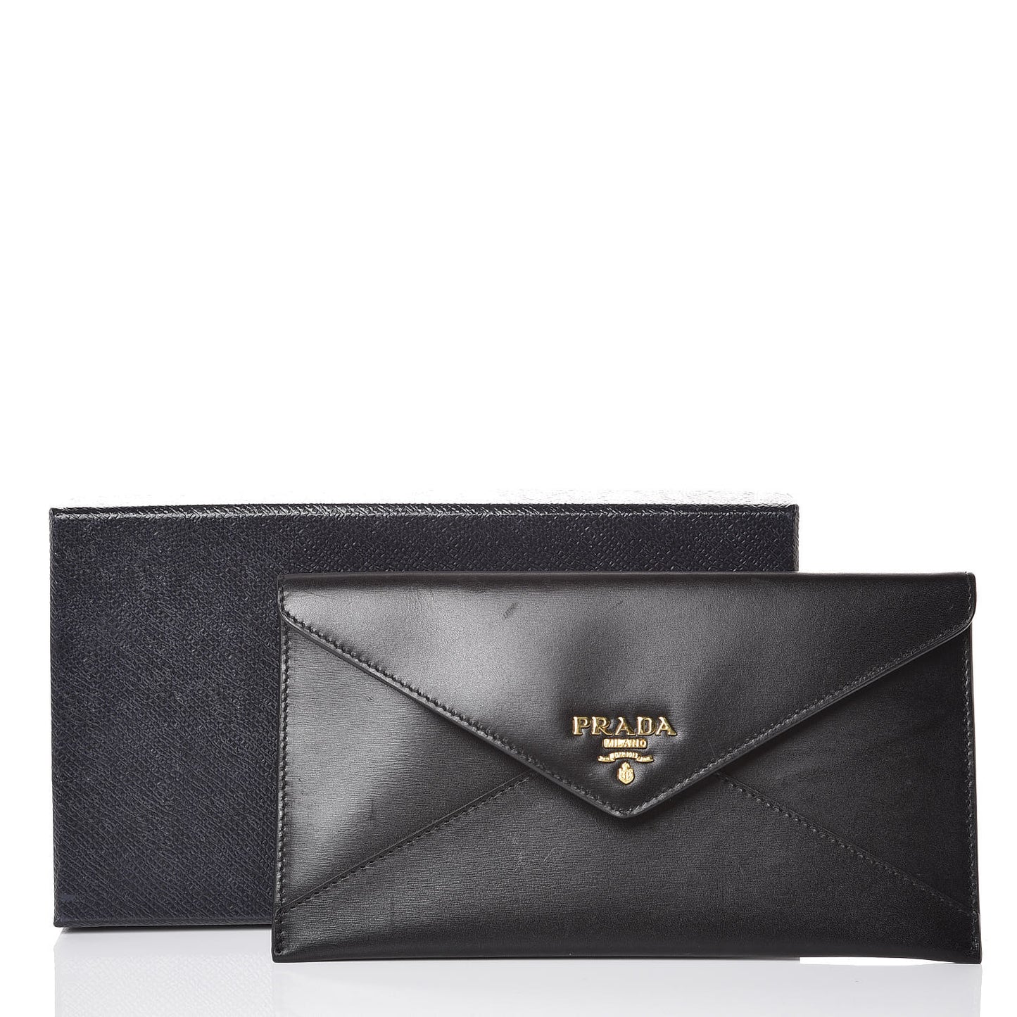 Box Calfskin Envelope Wallet Black Fuoco