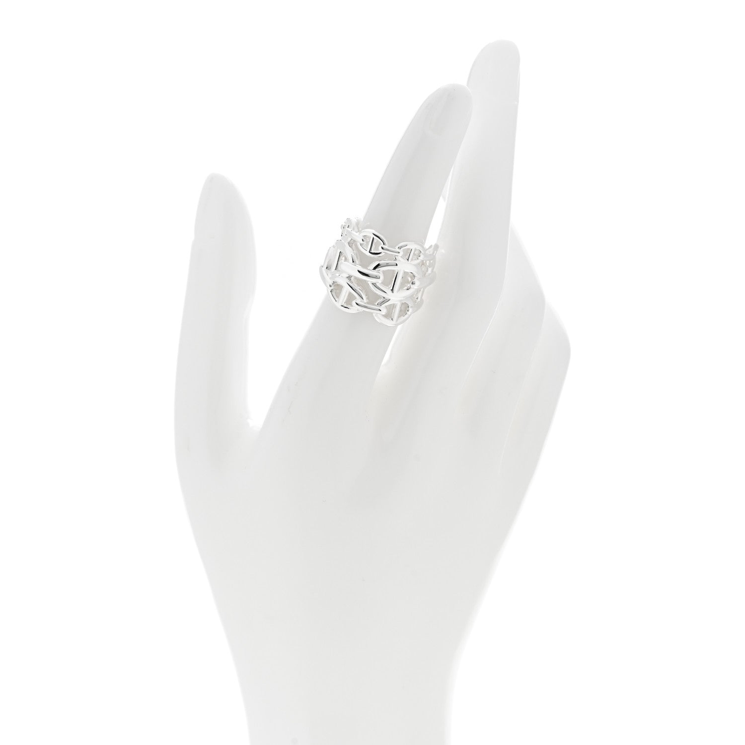 Hermes Sterling Silver GM Chaine d'Ancre Enchainee Band Ring 51 5.75 2 of 5