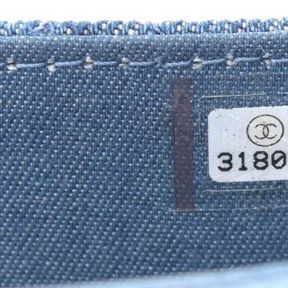 Chanel Denim Quilted CC Pearl Crush Clutch With Chain Blue 7 of 9