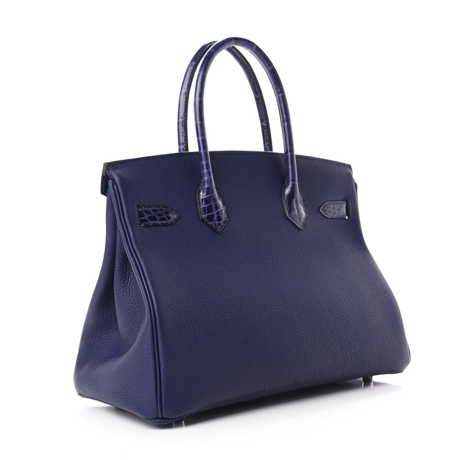 Hermes Togo Shiny Niloticus Crocodile Birkin Touch 30 Bleu Encre 3 of 12