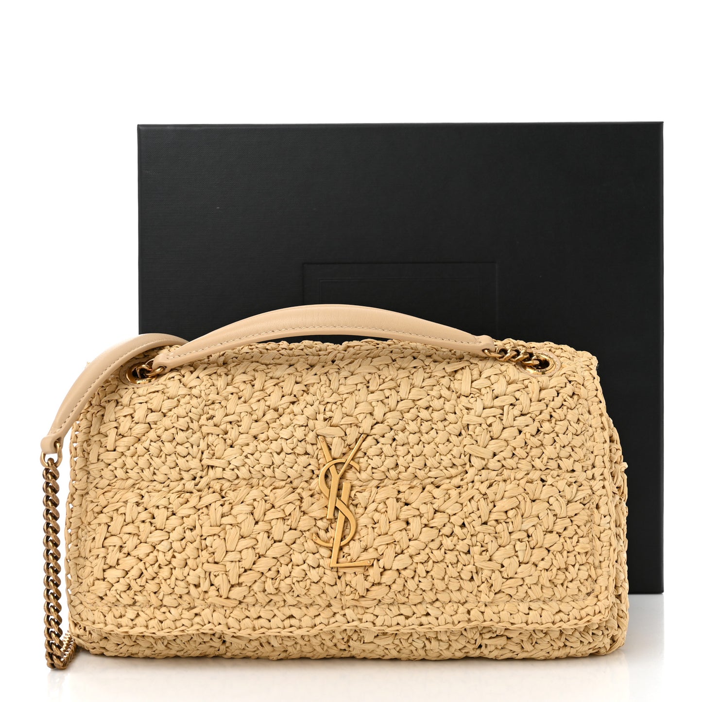 Raffia Monogram Medium Jamie Natural Avorio