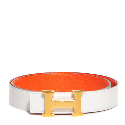 Hermes Epsom Swift 32mm H Belt 90 Feu White 1 of 7