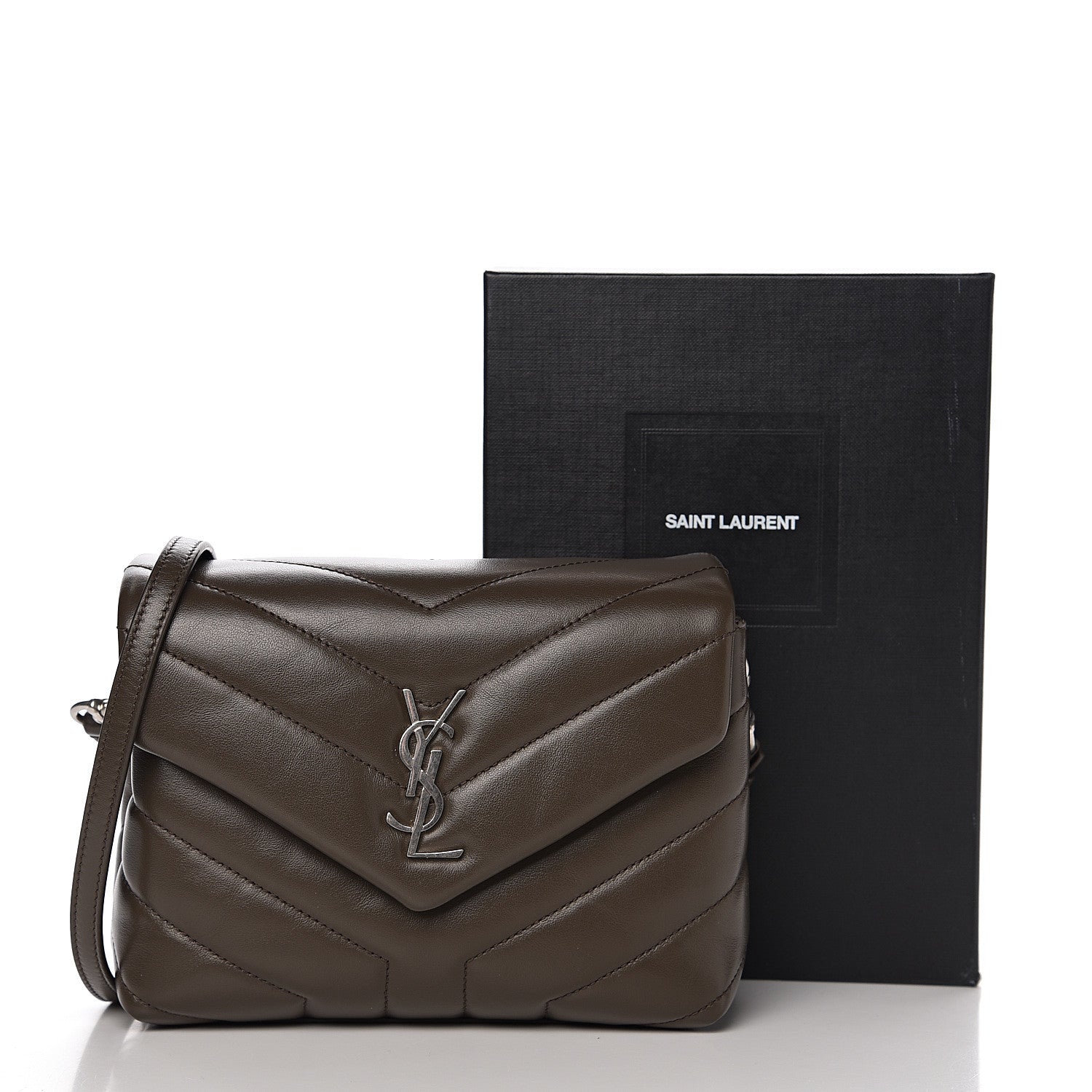Saint Laurent Calfskin Y Quilted Monogram Toy Loulou Crossbody Bag Faggio 10 of 10