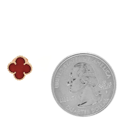 Van Cleef & Arpels 18K Rose Gold Carnelian Sweet Alhambra Earrings 2 of 6