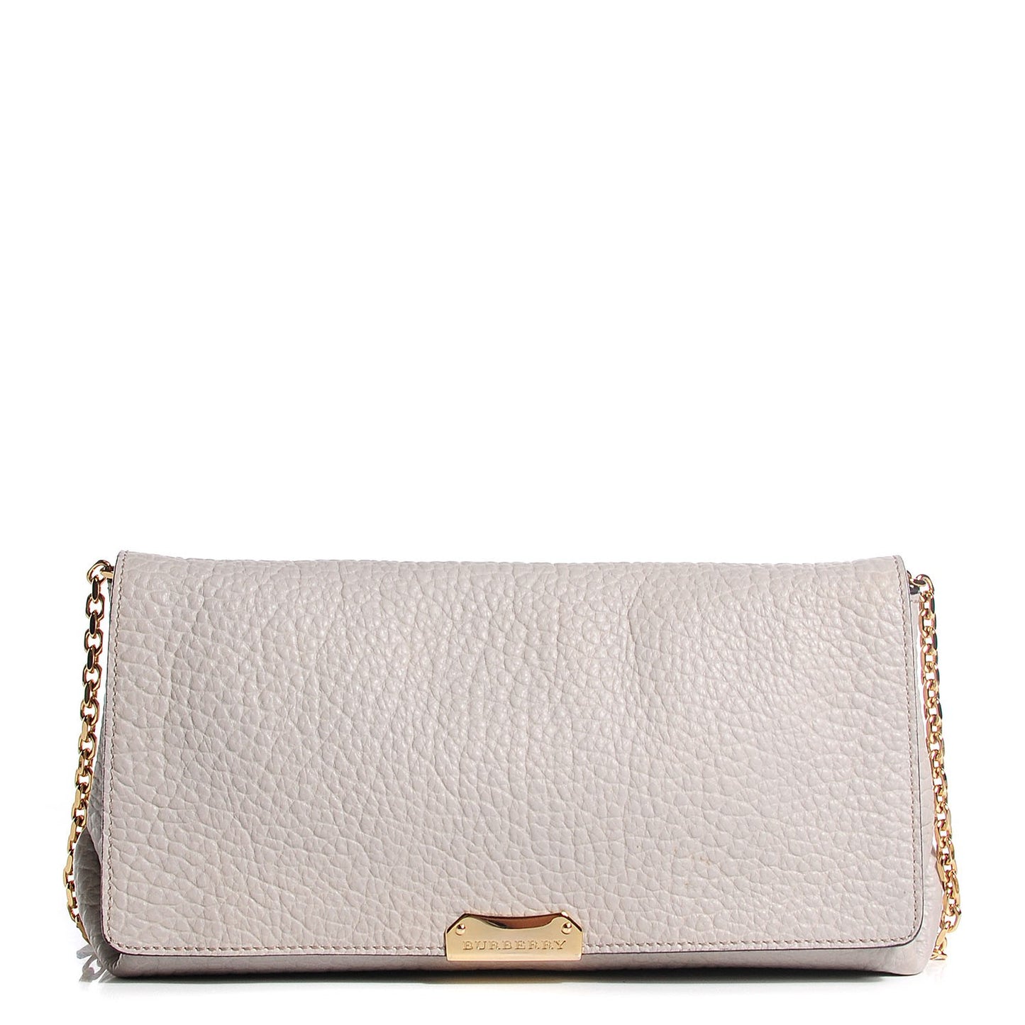 Signature Grain Medium Clutch Bag Pale Grey