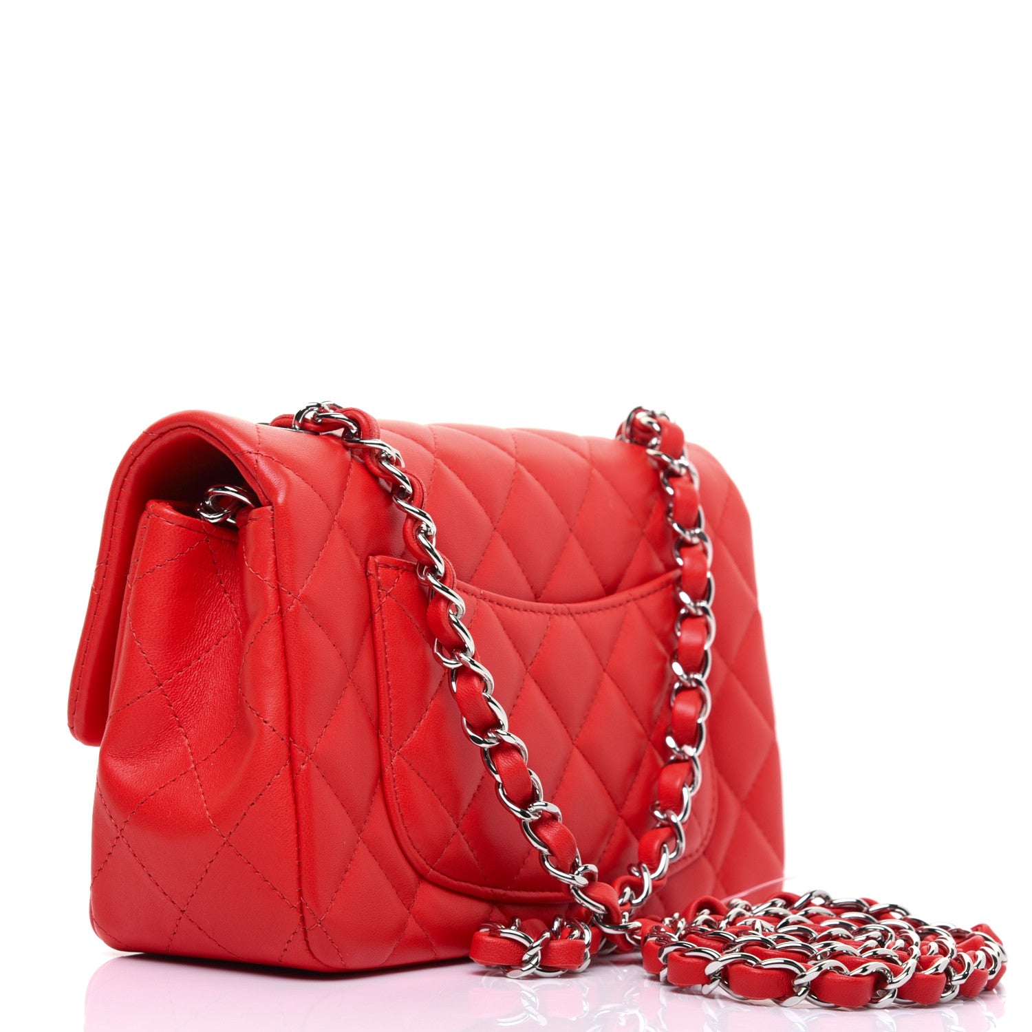 Chanel Lambskin Quilted Mini Rectangular Flap Red 3 of 13