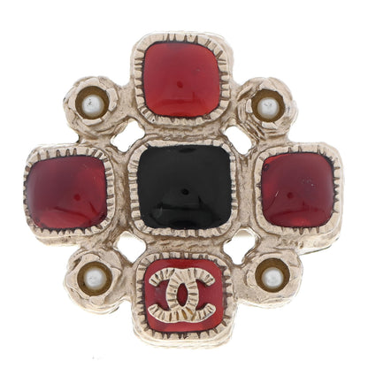 Chanel Gripoix Pearl Maltese Cross CC Ring 5 Red Gold 1 of 4