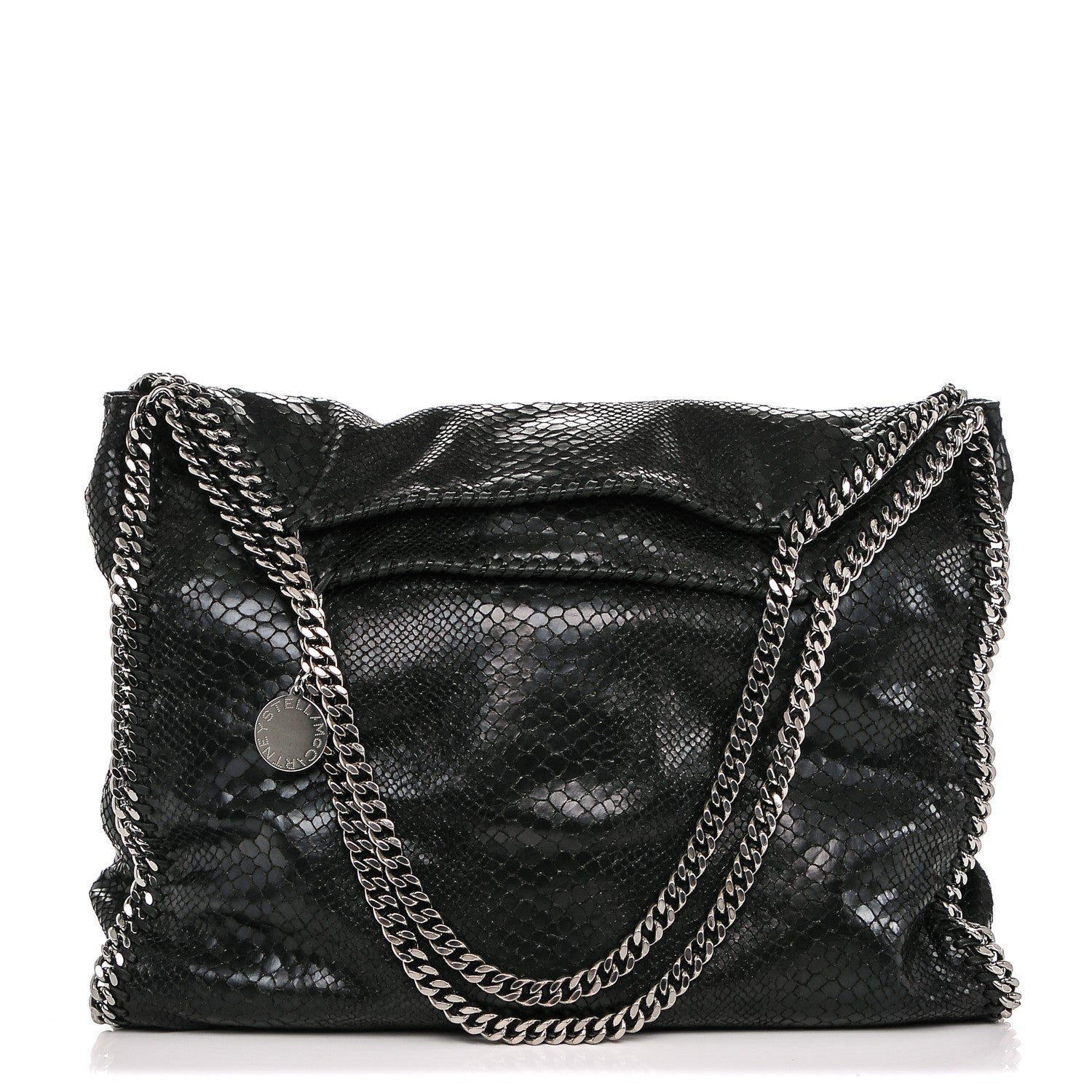 Stella McCartney Metallic Faux Snakeskin Big Falabella Black 1 of 7