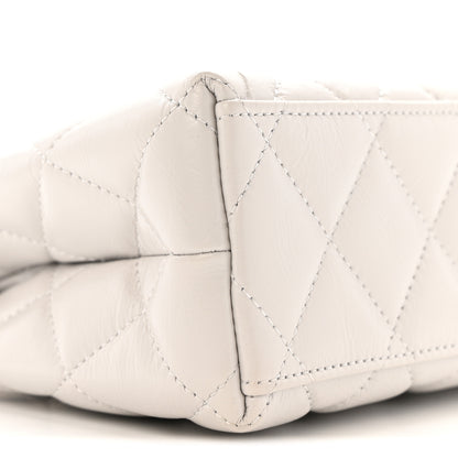 Chanel Shiny Aged Calfskin Quilted Nano Kelly Shopper Light Grey 9 of 11