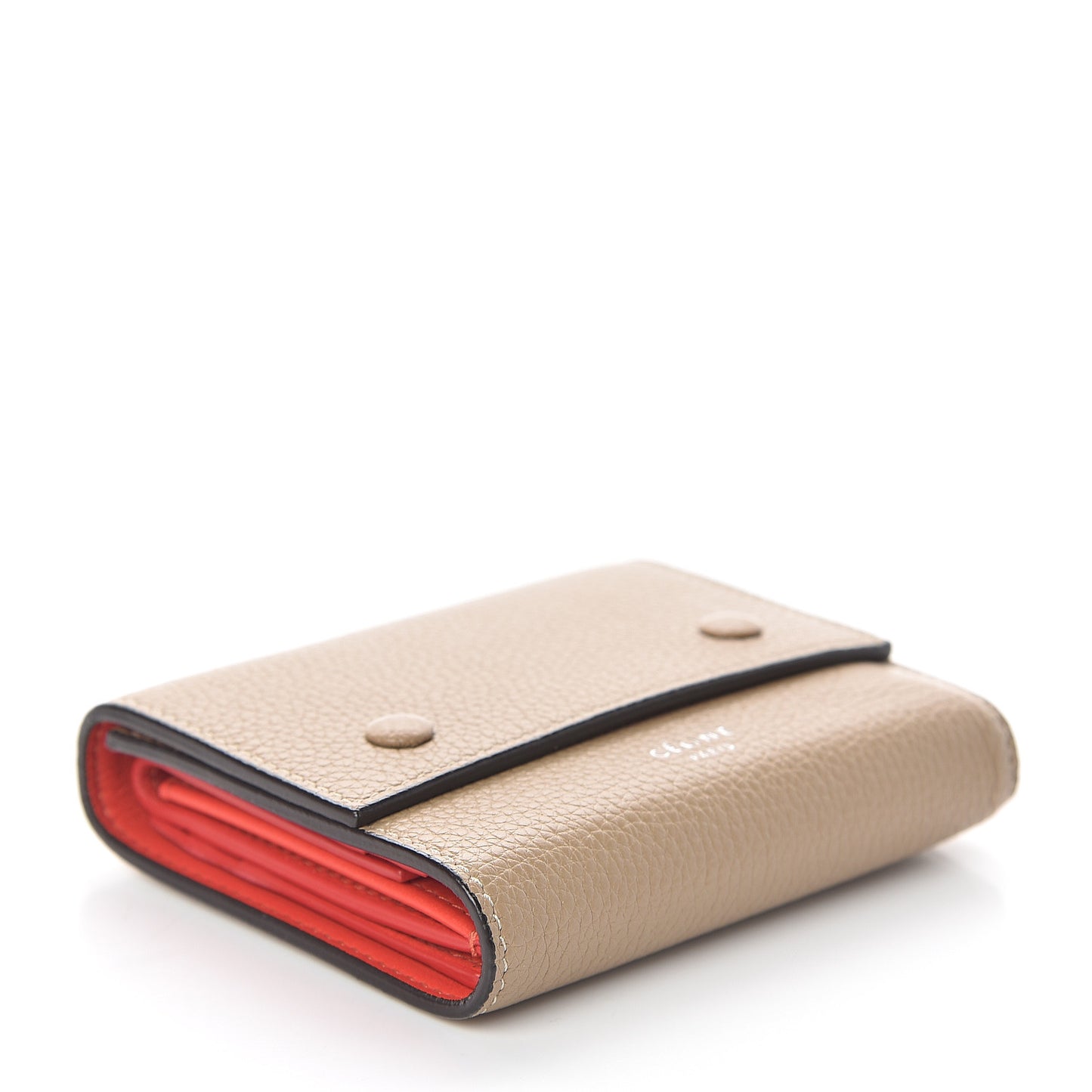 Drummed Calfskin Small Multifunction Folded Wallet Dune