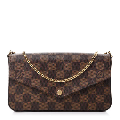 Louis Vuitton Damier Ebene Pochette Felicie Chain Wallet 1 of 12
