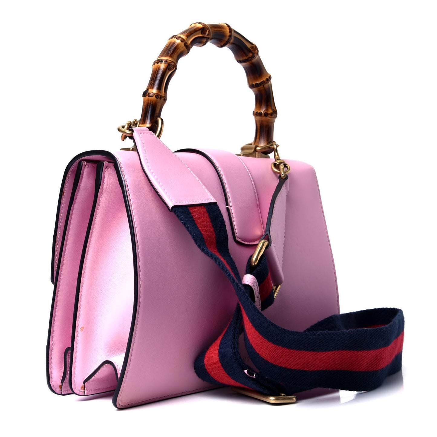 Moon Calfskin Web Medium Dionysus Bamboo Top Handle Bag Sugar Pink Blue Agata Hibiscus Red