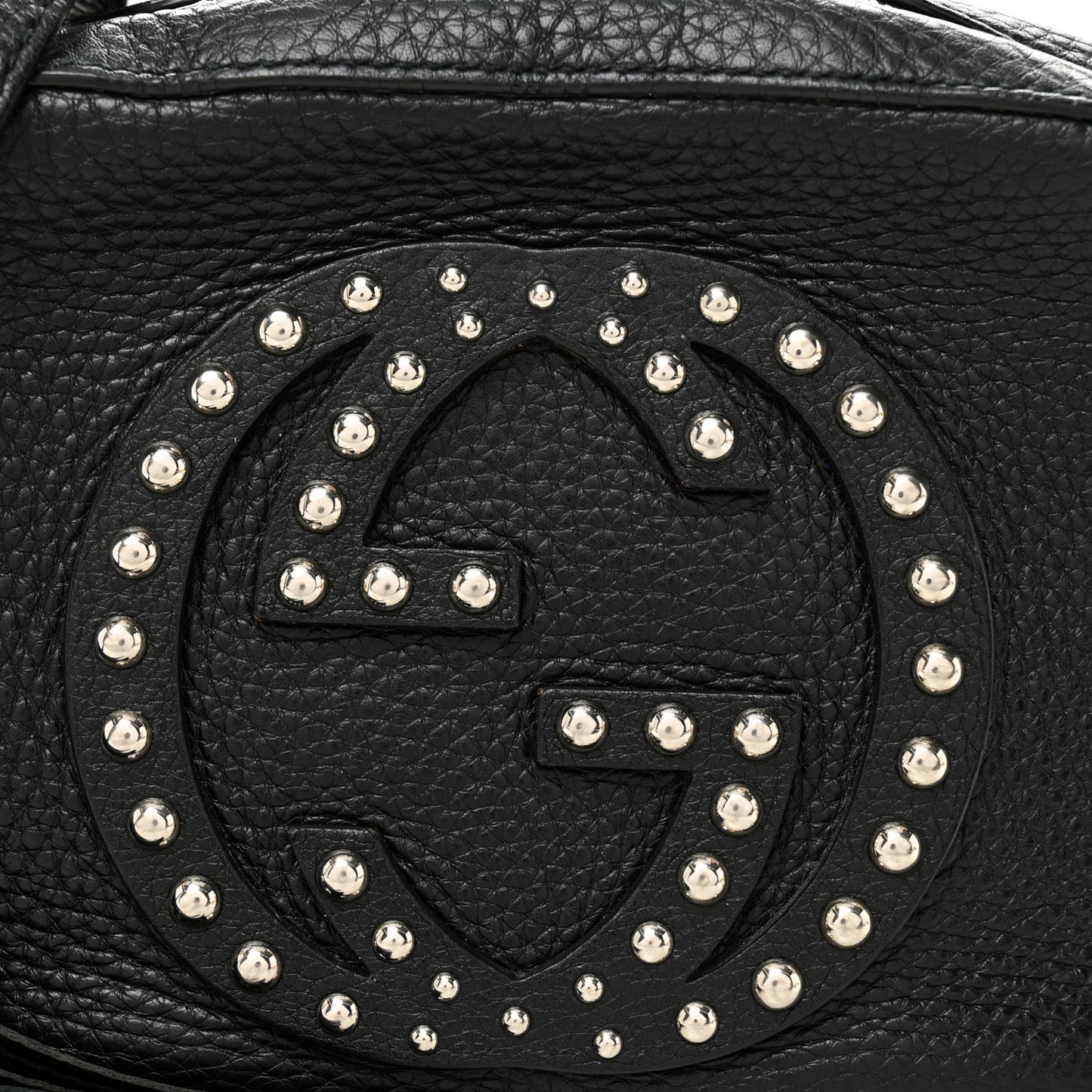 Pebbled Calfskin Studded Small Soho Disco Bag Black